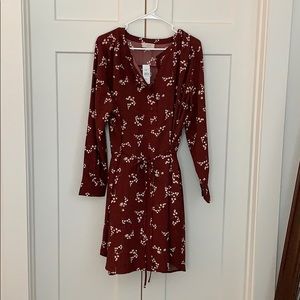 Loft Outlet burgundy floral dress